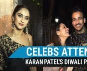 Krystle D&#39;Souza arrived at Karan Patel&#39;s Diwali bash dressed in a stunning black and gold outfit. She looked beautiful in the off-shoulder Indo western gown. Anita Hassanandani also made an appearance with her husband Rohit Reddy. They were seen dressed in Indo western outfits. While the Yeh Hai Mohabbatein actress wore a pink Sharara suit, her husband opted for a golden patterned black Kurti.