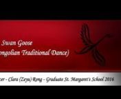 This dance represents the flight we take when we venture out into the world, and the respect we hold for those who have helped prepare us to fly.Clara (Zeyu) Rong, Class of 2016, performed this dance at the Annual Outreach Benefit Concert and the recording below was shown at the Closing Ceremony on June 25, 2016, because of its connection to graduation.nnClara shared this insight into the meaning of her dance: nIn Mongolia, the bue scarf (khata) and wine are used to welcome guests and to show