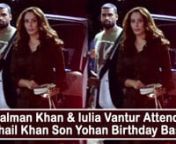 Soaring high on the success of his latest movie Bharat, Salman Khan was spotted attending the birthday party of his nephew Sohail Khan&#39;s son Yohan Khan. The actor turned up with his rumoured girlfriend Iulia Vantur. The couple made an entry together, next up was actor Chunky Panday who was sporting a bright yellow sweatshirt and looked really happy while entering the party. Amrita Arora Ladak arrived with her children posed for the shutterbugs with her casual style game strong.nnSalman is all se