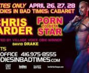 Oh Canada, get ready to get HARDER! The new one-man, smash hit play Porn to be a Star is coming to TORONTO! Playing at the Buddies in Bad Times Theater APRIL 26-28. TICKETS: http://bit.ly/2l0l39HnnGo behind the behind the scenes of gay porn with the new play by burlesque performer and adult film actor Chris Harder. Loosely based on his own porn career, Harder takes you by the hand on an up, close, and in your face search for gay porn stardom like never before seen.nnSet around the annual Dirty D