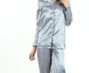 CA10551Womens Satin Pyjamas Silver from satin pyjamas