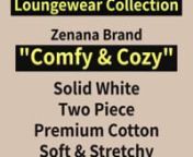 Zenana Solid White Two Piece Loungewear Set from zenana