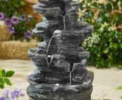 Solar Cascading Water FeaturennThe charming solar cascading water feature has a realistic rockery design that will look stunning in a variety of outside spaces, particularly cottage-style gardens and those that have been filled with rocky terrain-loving alpine plants. The feature is both understated yet packed with personality, which ensures it can be used to create a real focal point in your garden without overwhelming your space.nnExpertly crafted from high-quality resin and designed to replic
