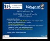 Aug 9 - SBA7j Virtual Industry Day:NAICS 541XXX – Professional, Scientific and Technical Services from xxx and j