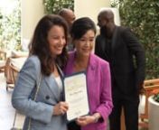 U.S. Congresswoman Judy Chu honors SAG-AFTRA President Fran Drescher at the Actors &amp; Athletes: Unions for Democracy brunch hosted by SAG-AFTRA and the NFL Players Association.