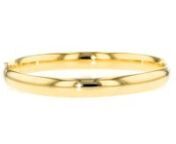 https://www.ross-simons.com/105135.htmlnnWhether you choose one, or stack two or more, you can&#39;t go wrong with our classic, wear-with-all polished bangle bracelet. Hinged with a push button clasp and extended safety bar. 14kt yellow gold bracelet.