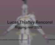 I used to work on this demoreel, since the beginning of my 5th year of study ! I had a great mentor, Grégory Pijat ! i&#39;ve focused my work on the body and around specific set-ups to create nice deformatiion. It was a great experience. I&#39;m now looking for an internship or a first job in rigging !