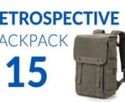 Whether bushwhacking through the outback or horse packin’ in the Wild West, the Retrospective Backpack 15L is built for back-road adventure travel.nnFor more information, visit: https://www.thinktankphoto.com/products/retrospective-backpack-15nnThis classic-styled rucksack features rugged yet form-fitting canvas that is treated with DWR to repel the elements. A zippered security flap under the lid tucks away to provide rapid top access, while the back panel offers full access to your gear –