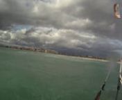 WSW 18-0 kts Board: Underground FLX 132 cm and Kite: Ozone C4 13 m2. Big seas and not too much windnTried to film the wake and speed sensation when surfing down waves. Good fun until wind died... had to rescue two kiters whom were tied together - dangerous sport when the wind dies...