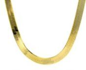 https://www.ross-simons.com/834423.htmlnnThe slick, liquid sheen of our herringbone necklace is irresistible, especially at this low price. The Italian 6mm chain complements any style perfectly. Lobster clasp, 18kt yellow gold over sterling silver herringbone chain necklace.