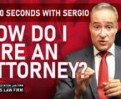 In this video, Florida Attorney, Sergio Cabanas walks you through the process of hiring an attorney to represent you in court. He has outlined this topic in a brief 60-second overview to provide you with important information in a concise fashion. nnPara la version en español, ver aquí:n¿Como puedo contratar a un abogado?nhttps://vimeo.com/668525308nn***Please note that the information in this video is not an adequate substitute for a consultation with an attorney who is knowledgeable in this