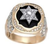 14К yellow gold Star of David Ring with black enamel and 74 diamonds is an original piece of jewelry that bears a symbol of faith. You can emphasize your status, complement your luxurious style with its help.nParticular attention is paid to the central image - Star of David made of white gold and sparkling white diamonds on a background of black enamel, which is framed by scintillant diamonds.nThe ring is complemented by eye-catching patterns in white gold with diamonds on ring band widh. With