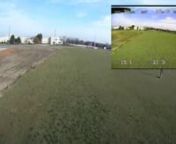 In this video I do some slightly more risky flying in that I am moving the quad copter faster and at one point sideways. According to my OSD I got up to 61 KM/h at times (error in video overlay states 66 KM/h, sorry) which is quite respectable for a quad of this size and weight. nnIn the top right corner you can see what I saw in my goggles during the flight while the main image was recorded by the GoPro R3 60FPS setting.You can also the ImerrsionRC EZOSD output in the PIP / Google video.The