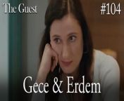 Gece &amp; Erdem #104&#60;br/&#62;&#60;br/&#62;Escaping from her past, Gece&#39;s new life begins after she tries to finish the old one. When she opens her eyes in the hospital, she turns this into an opportunity and makes the doctors believe that she has lost her memory.&#60;br/&#62;&#60;br/&#62;Erdem, a successful policeman, takes pity on this poor unidentified girl and offers her to stay at his house with his family until she remembers who she is. At night, although she does not want to go to the house of a man she does not know, she accepts this offer to escape from her past, which is coming after her, and suddenly finds herself in a house with 3 children.&#60;br/&#62;&#60;br/&#62;CAST: Hazal Kaya,Buğra Gülsoy, Ozan Dolunay, Selen Öztürk, Bülent Şakrak, Nezaket Erden, Berk Yaygın, Salih Demir Ural, Zeyno Asya Orçin, Emir Kaan Özkan&#60;br/&#62;&#60;br/&#62;CREDITS&#60;br/&#62;PRODUCTION: MEDYAPIM&#60;br/&#62;PRODUCER: FATIH AKSOY&#60;br/&#62;DIRECTOR: ARDA SARIGUN&#60;br/&#62;SCREENPLAY ADAPTATION: ÖZGE ARAS