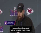 Watch: Awkward moment reporter tries to get Travis Kelce to sing “Karma” from pooja sing se
