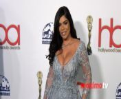 https://www.maximotv.com &#60;br/&#62;B-roll footage: Suelyn Medeiros Fisher with her husband Dr. Garth Fisher on the blue carpet at the 9th Annual Hollywood Beauty Awards (HBAs), benefitting Helen Woodward Animal Center, on Sunday March 3, 2024 at Avalon Hollywood in Los Angeles, California, USA. The HBAs recognize talent in hair, makeup, photography and styling for film, TV, music, the red carpet and editorial, as well as special honorees. This video is only available for editorial use in all media and worldwide. To ensure compliance and proper licensing of this video, please contact us. ©MaximoTV