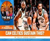In today&#39;s episode of The Big 3 Podcast,A. Sherrod Blakely is joined by Callie Lawson-Freeman of Yahoo! Sports to talk about the Celtics&#39; run of success, their top threats in the East, Tatum&#39;s MVP chance and her hometown team, the Sacramento Kings, and how they are dealing with the heightened expectations from last season&#39;s success. That, and much more!&#60;br/&#62;&#60;br/&#62;&#60;br/&#62;&#60;br/&#62;&#60;br/&#62;&#60;br/&#62;﻿The Big 3 NBA Podcast with Gary, Sherrod &amp; Kwani is available on Apple Podcasts, Spotify, YouTube as well as all of your go to podcasting apps. Subscribe, and give us the gift that never gets old or moldy- a 5-Star review - before you leave!&#60;br/&#62;&#60;br/&#62;&#60;br/&#62;&#60;br/&#62;This episode of the Big 3 NBA Podcast is brought to you by:&#60;br/&#62;&#60;br/&#62;&#60;br/&#62;&#60;br/&#62;PrizePicks! Get in on the excitement with PrizePicks, America’s No. 1 Fantasy Sports App, where you can turn your hoops knowledge into serious cash. Download the app today and use code CLNS for a first deposit match up to &#36;100! Pick more. Pick less. It’s that Easy! &#60;br/&#62;&#60;br/&#62;&#60;br/&#62;&#60;br/&#62;Football season may be over, but the action on the floor is heating up. Whether it’s Tournament Season or the fight for playoff homecourt, there’s no shortage of high stakes basketball moments this time of year. Quick withdrawals, easy gameplay and an enormous selection of players and stat types are what make PrizePicks the #1 daily fantasy sports app!
