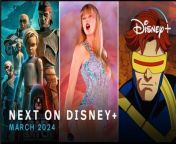 Here’s a sneak peek at what’s coming to #DisneyPlus in March 2024:&#60;br/&#62;&#60;br/&#62;March 1 – 27 Dresses&#60;br/&#62;March 1 – Morbius&#60;br/&#62;March 5 – Queens (Season 1)&#60;br/&#62;March 6 – Kiff (Season 1, Episodes 27-30)&#60;br/&#62;March 6 – Port Protection Alaska (Season 7)&#60;br/&#62;March 6, 13, 20, 27 – Star Wars: The Bad Batch (Season 3, Episodes 5–15)&#60;br/&#62;March 8 – Cinderella (2015)&#60;br/&#62;March 9 – NHL Big City Greens Classic &#60;br/&#62;March 13 – Morphle (Season 1, Episodes 1–14)&#60;br/&#62;March 15 – Taylor Swift &#124; The Eras Tour (Taylor’s Version)&#60;br/&#62;March 19 – Photographer (Season 1)&#60;br/&#62;March 20 – Life Below Zero (Season 22)&#60;br/&#62;March 20 – Morphle and the Magic Pets (Season 1, Episodes 1–18)&#60;br/&#62;March 20, 27 – X-Men ‘97 (Season 1, Episodes 1 &amp; 2)&#60;br/&#62;March 27 – Life Below Zero: Next Generation (Season 7)&#60;br/&#62;March 27 – Random Rings (Season 3)&#60;br/&#62;March 29 – Madu &#60;br/&#62;March 29 – Renegade Nell (Season 1)
