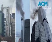 No injuries were reported in a fire at an under-construction skyscraper near One World Trade Center on Wednesday, as thick plumes of smoke billowed from the building’s roof, prompting workers to sprint down nearly 70 flights of stairs to safety.