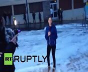 A journalist working for French news channel BFM TV was knocked off her feet by a wave in Rochebonne, Friday.