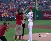 Katie Ledecky Throws out First Pitch as Nats Host Orioles