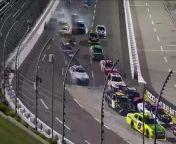 The outside lane at Martinsville Speedway bunches up at the start of Stage 2, bringing out the red flag due to a wreck that collects Austin Hill, AJ Allmendinger, Corey Heim and others.