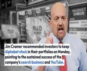CNBC’s “Mad Money” host Jim Cramer recommended investors to keep Alphabet stock in their portfolios on Monday, pointing to the sustained success of the company’s search business and YouTube.&#60;br/&#62;&#60;br/&#62;What Happened: Cramer initially intended to offload some stock from the CNBC Investing Club’s Charitable Trust due to potential threats to Google’s search business from new artificial intelligence query systems. However, positive analyst reports on the tech behemoth assuaged his fears, reported CNBC.