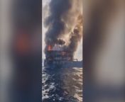 A ferry with more than 100 people on board caught fire off the coast of southern Thailand on Thursday morning, forcing passengers to jump into the sea to escape the blaze. Source: Maitree Promjampa