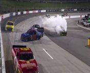 Cam Waters&#39; debut night in the Truck Series goes up in smoke after running into the rear of Jake Garcia, who slowed for an incident involving Layne Riggs and Grant Enfinger.