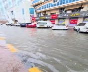 Inundated streets in Sharjah from streets 105