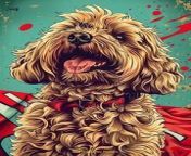 Prompt Midjourney : https://s.mj.run/ri0Czk6tkTI a cavapoo dog, detailed vector illustration, colorful, digital art style, vintage poster design with rough edges, colorful splashes on background, detailed character illustrations, texturerich canvases, high contrast pink and teal color schemes, strong facial expression, romanticized depictions of wilderness --ar 3:4 --stylize 200 --sref https://s.mj.run/byIs_gLR0Gs https://s.mj.run/nvRae5AzAoo https://s.mj.run/eGndL0Aaml4 --cref https://s.mj.run/9OIxr-Dl5b0