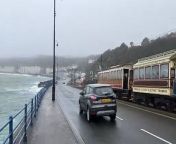 There was an amber weather warning on Wednesday for coastal overtopping, with waves crashing on to Douglas Promenade