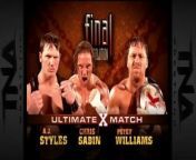 TNA Final Resolution 2005 - AJ Styles vs Petey Williams vs Chris Sabin (Ultimate X Match, TNA X Division Championship) from aj raval pinay