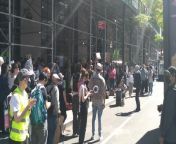 Video features a protest and sit-in organized by Google employees at the company&#39;s headquarters located at 76 8th Avenue, New York City.