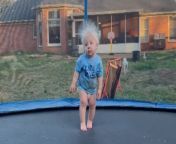 The Rock better start calling his lawyers because his &#39;electrifying&#39; gimmick has not just been stolen but taken to a whole new level. &#60;br/&#62;&#60;br/&#62;Shared by Drew, this hilarious video features his toddler son having fun on the trampoline. &#60;br/&#62;&#60;br/&#62;However, his joy isn&#39;t the highlight of this clip. The thing that stands out the most (literally) is his hair! &#60;br/&#62;&#60;br/&#62;&#92;
