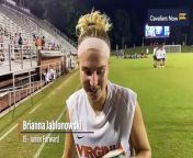 Junior forward Brianna Jablonowski comments after scoring two goals and an assist.