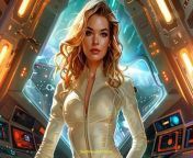 Prompt Midjourney : a caucasian woman wearing an ivory tight suit, in the background there is the starship bridge with computer screens, glowing lights, epic, scifi, extremely detailed --no airplane, dial --ar 3:2 0550861 --sref https://s.mj.run/AHZM_e-nT3w https://s.mj.run/R_xOx-ScVGE https://s.mj.run/oiwKw-_hbzo --sv 3 --sw 50 --stylize 500