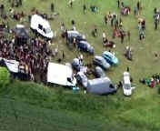 Sussex Police has released aerial footage, showing the full extent of a mass ‘rave’ in West Sussex