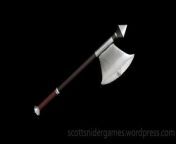 A video, of Kelce&#39;s axe 3D model. Created by Scott Snider using 3DS MAX. Uploaded 04-01-2024.