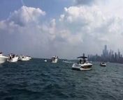 Occurred on August 19, 2021 / Chicago, Illinois, USA&#60;br/&#62;&#60;br/&#62;: The video was captured at Chicago Air and Water Show just outside of Diversey Harbor, Lake Michigan, Chicago, IL. Blue Angel fighter jet performed a &#92;