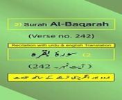 In this video, we present the beautiful recitation of Surah Al-Baqarah Ayah/Verse/Ayat 242 in Arabic, accompanied by English and Urdu translations with on-screen display. To facilitate a comprehensive understanding, we have included accurate and eloquent translations in English and Urdu.&#60;br/&#62;&#60;br/&#62;Surah Al-Baqarah, Ayah 242 (Arabic Recitation): “ كَذَٰلِكَ يُبَيِّنُ ٱللَّهُ لَكُمۡ ءَايَٰتِهِۦ لَعَلَّكُمۡ تَعۡقِلُونَ ”&#60;br/&#62;&#60;br/&#62;Surah Al-Baqarah, Verse 242 (English Translation): “ Thus does Allāh make clear to you His verses [i.e., laws] that you might use reason. ”&#60;br/&#62;&#60;br/&#62;Surah Al-Baqarah, Ayat 242 (Urdu Translation): “ اللہ تعالیٰ اسی طرح اپنی آیتیں تم پر ﻇاہر فرما رہا ہے تاکہ تم سمجھو۔ ”&#60;br/&#62;&#60;br/&#62;The English translation by Saheeh International and the Urdu translation by Maulana Muhammad Junagarhi, both published by the renowned King Fahd Glorious Qur&#39;an Printing Complex (KFGQPC). Surah Al-Baqarah is the second chapter of the Quran.&#60;br/&#62;&#60;br/&#62;For our Arabic, English, and Urdu speaking audiences, we have provided recitation of Ayah 242 in Arabic and translations of Surah Al-Baqarah Verse/Ayat 242 in English/Urdu.&#60;br/&#62;&#60;br/&#62;Join Us On Social Media: Don&#39;t forget to subscribe, follow, like, share, retweet, and comment on all social media platforms on @QuranHadithPro . &#60;br/&#62;➡All Social Handles: https://www.linktr.ee/quranhadithpro&#60;br/&#62;&#60;br/&#62;Copyright DISCLAIMER: ➡ https://rebrand.ly/CopyrightDisclaimer_QuranHadithPro &#60;br/&#62;Privacy Policy and Affiliate/Referral/Third Party DISCLOSURE: ➡ https://rebrand.ly/PrivacyPolicyDisclosure_QuranHadithPro &#60;br/&#62;&#60;br/&#62;#SurahAlBaqarah #surahbaqarah #SurahBaqara #surahbakara #SurahBakarah #quranhadithpro #qurantranslation #verse242 #ayah242 #ayat242 #QuranRecitation #qurantilawat #quranverses #quranicverse #EnglishTranslation #UrduTranslation #IslamicTeachings #سورہ_بقرہ# سورةالبقرة .