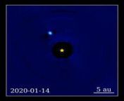 Exoplanet Beta Pictoris b can be seen moving around its star in this 17-year timelapse created using &#92;