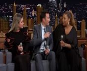 Kelly Clarkson and Queen Latifah have Jimmy loop their voices together on an iPad app and form a three-person doo-wop group to sing The Penguins classic &#92;