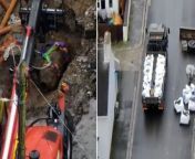 Drone footage shows WW2 bomb being driven through Plymouth streets before detonation from mod com