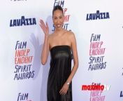 https://www.maximotv.com &#60;br/&#62;B-roll footage: Jurnee Smollett on the blue carpet at the 39th annual Film Independent Spirit Awards on Sunday, February 25, 2024, at 1550 Pacific Coast Highway, Lot 1, North Santa Monica, California, USA. The Spirit Awards are Film Independent’s largest annual celebration, making year-round programming for filmmakers and film-loving audiences possible while amplifying the voices of independent storytellers and celebrating their diversity, originality, and uniqueness of vision. This video is only available for editorial use in all media and worldwide. To ensure compliance and proper licensing of this video, please contact us. ©MaximoTV