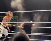 Rhea Ripley reverse Dominik mysterio spear into a DDT with thanks to Seth Rollins at WWE Supershow