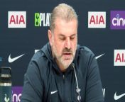 Tottenham manager Postecoglou talks about Mickey Van de Ven being out and January signing Drăgușin getting his first start at Spurs&#60;br/&#62;&#60;br/&#62;Tottenham Hotspurs Training Centre, London, UK