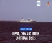 Footage aired on Chinese state television showed the Chinese, Iranian and Russian navies conducting a joint exercise in the Gulf of Oman, near the mouth of the Persian Gulf.