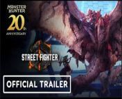 Watch the Street Fighter 6 x Monster Hunter 20th Anniversary collaboration trailer for a peek at what to expect. Adventure through the Battle Hub in Rathalos Armor and take photos in a redesigned space built for all hunters aching for a fight. The Street Fighter 6 x Monster Hunter 20th Anniversary collaboration is coming in April 2024.
