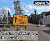Footage from West Byfleet, which is on the diversion route for the closure of the M25 between junctions 10 and 11.